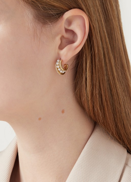 My Jewellery Earring strass/pearls - voorkant 2 goud