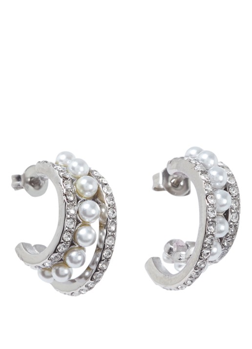 My Jewellery Earring strass/pearls - voorkant zilver