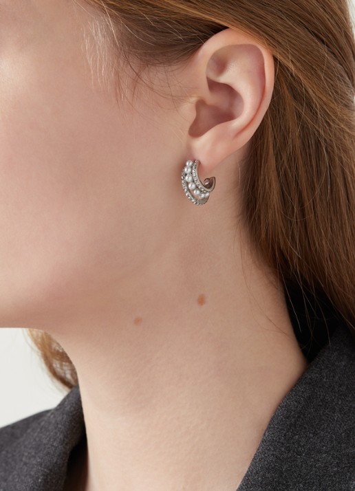 My Jewellery Earring strass/pearls - voorkant 2 zilver