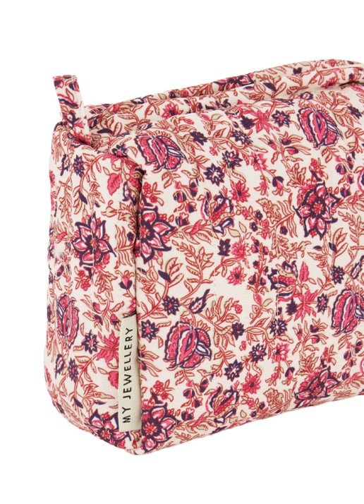 My Jewellery Toilettas met bloemenprint - detail 2 roze
