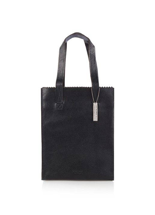 MYOMY My Paper Bag schoudertas van leer - voorkant zwart