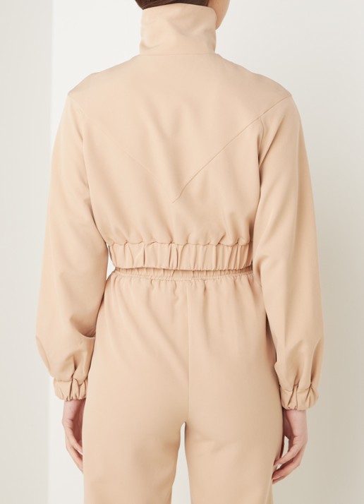 NA-KD Cropped jacket met opstaande kraag en rits - achterkant 3 beige