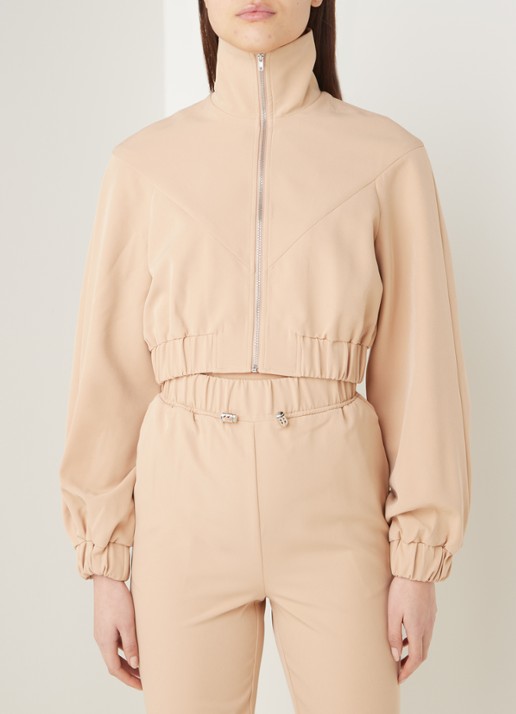NA-KD Cropped jacket met opstaande kraag en rits - detail 4 beige