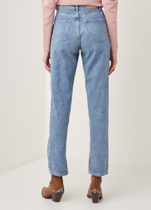 NA-KD High waist straight leg jeans met splitten - achterkant 5 indigo