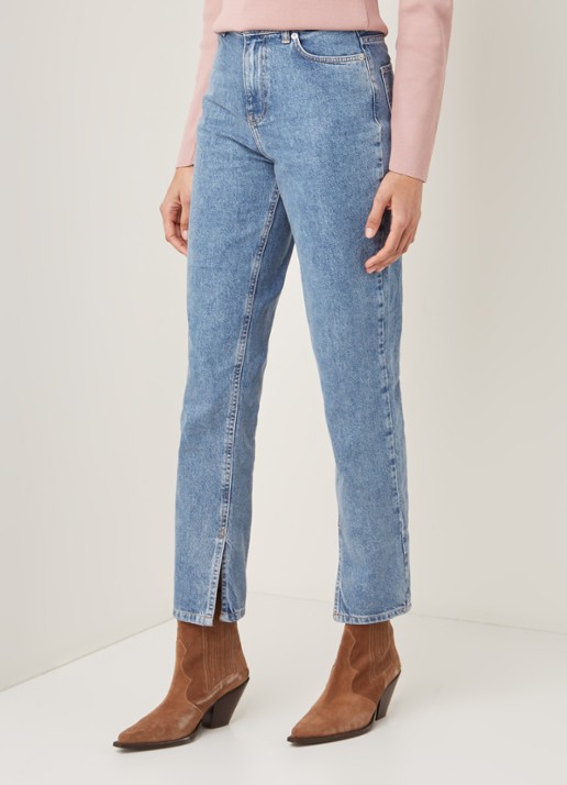 NA-KD High waist straight leg jeans met splitten - detail 2 indigo