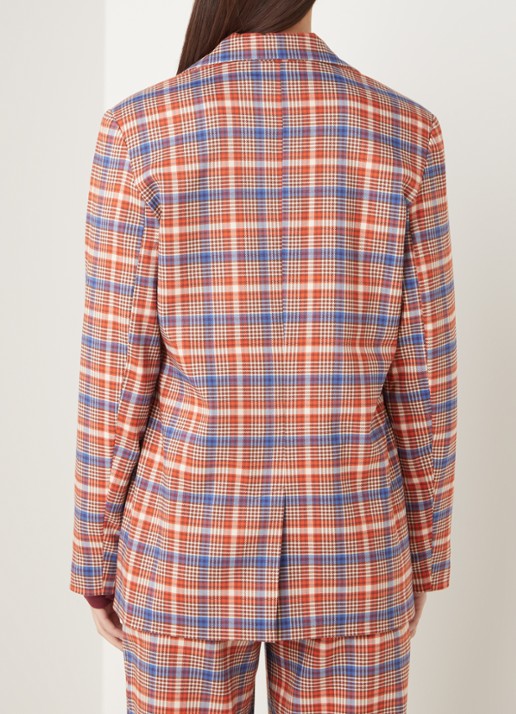 NA-KD Oversized blazer met ruitdessin - achterkant 2 oranjebruin