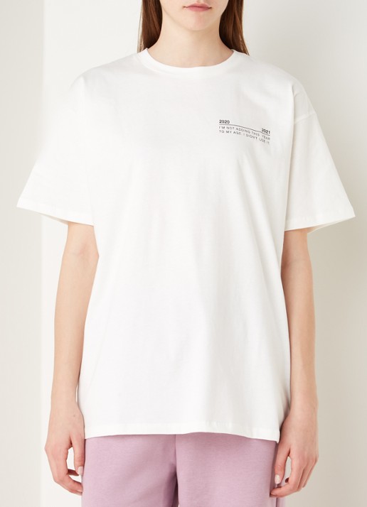 NA-KD Oversized T-shirt met tekstprint - detail 4 wit