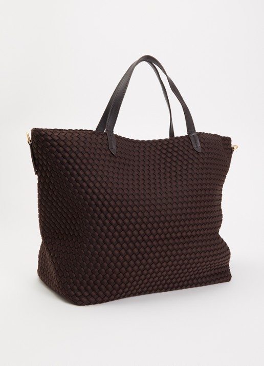 Naghedi Geneva shopper met leren details  - achterkant chocoladebruin