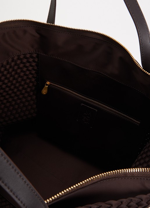Naghedi Geneva shopper met leren details  - detail 3 chocoladebruin