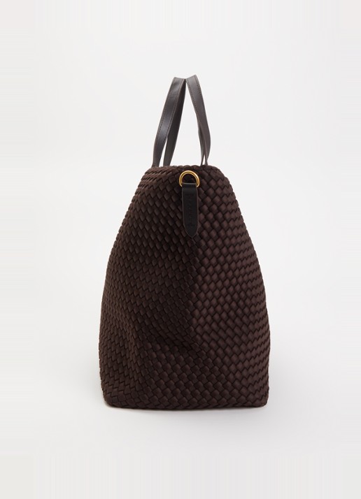 Naghedi Geneva shopper met leren details  - detail 4 chocoladebruin