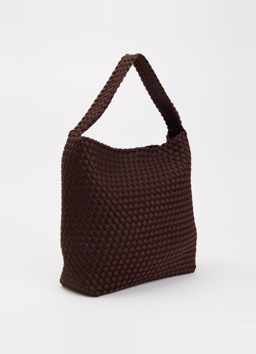 Naghedi Nomad Medium schoudertas met uitneembaar etui - achterkant chocoladebruin