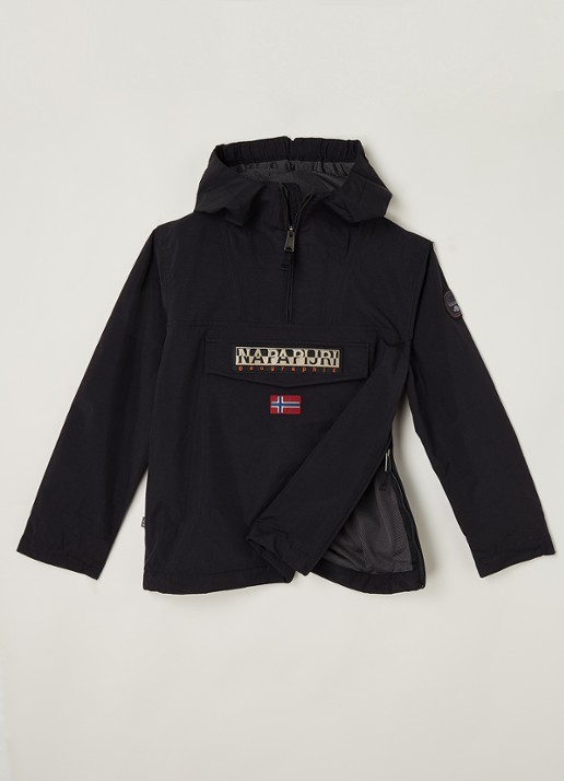 Napapijri Rainforest anorak met klepzak en waterafstotende coating  - voorkant 3 zwart