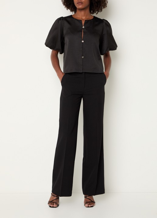 Neo Noir Aisa blouse van satijn - voorkant 3 zwart