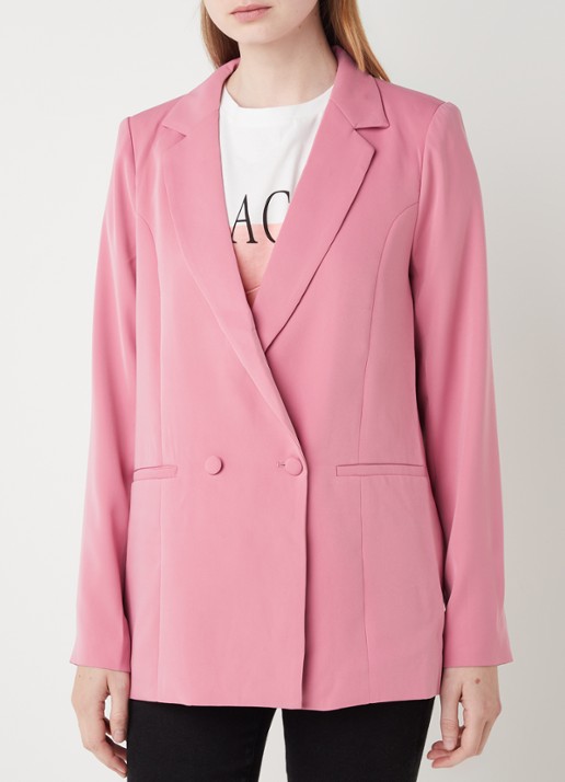 Neo Noir Andy longline blazer met paspelzak - detail roze