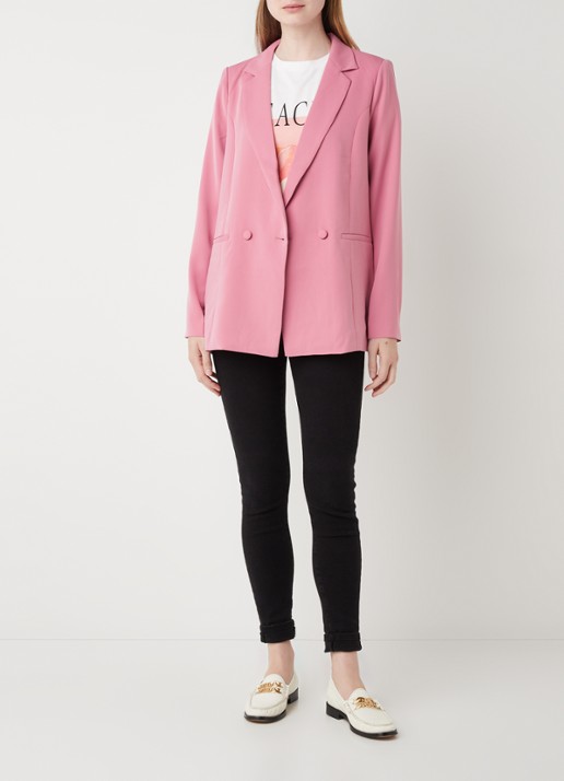 Neo Noir Andy longline blazer met paspelzak - voorkant 4 roze