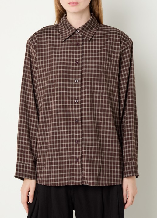 Neo Noir Anella blouse met ruitdessin