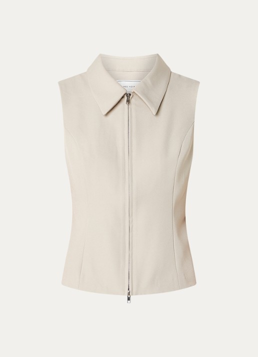 Neo Noir Annabella gilet met ritssluiting - voorkant 2 beige