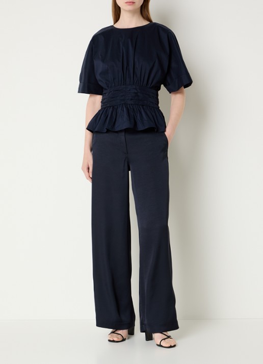 Neo Noir Annegret tops met peplum - voorkant 4 donkerblauw