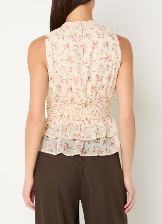 Neo Noir Ansol top met bloemenprint - achterkant 3 gebroken wit