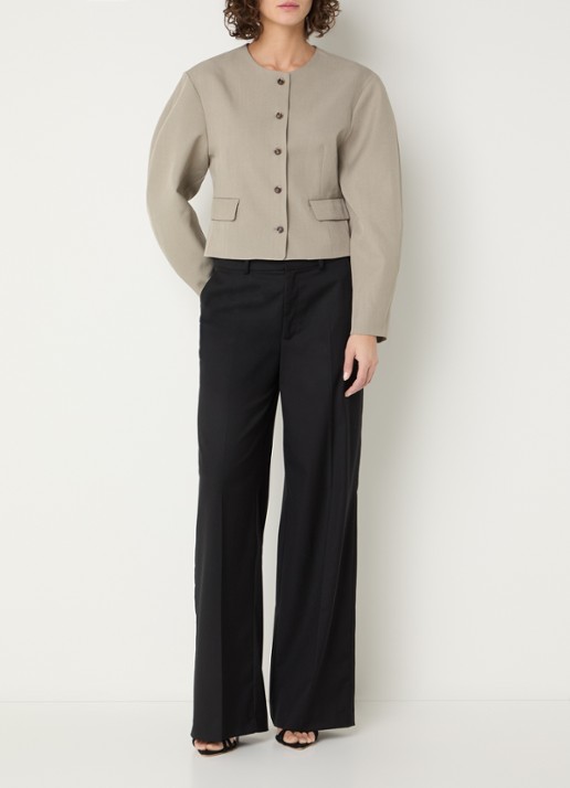 Neo Noir Aranti blazer met klepzakken - voorkant 3 grijs