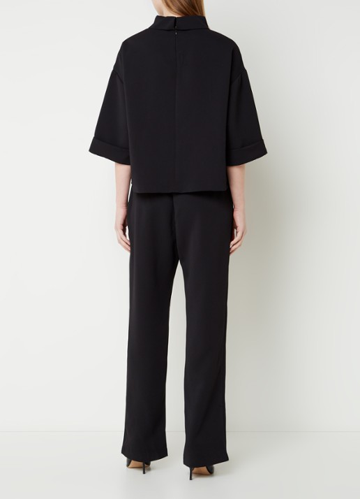 Neo Noir Arlo straight leg jumpsuit van crêpe - achterkant 2 zwart