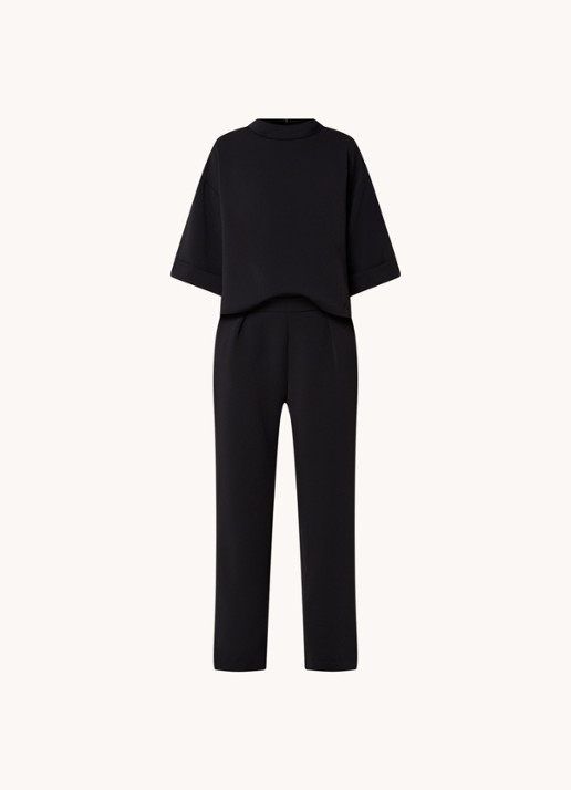 Neo Noir Arlo straight leg jumpsuit van crêpe - voorkant 3 zwart