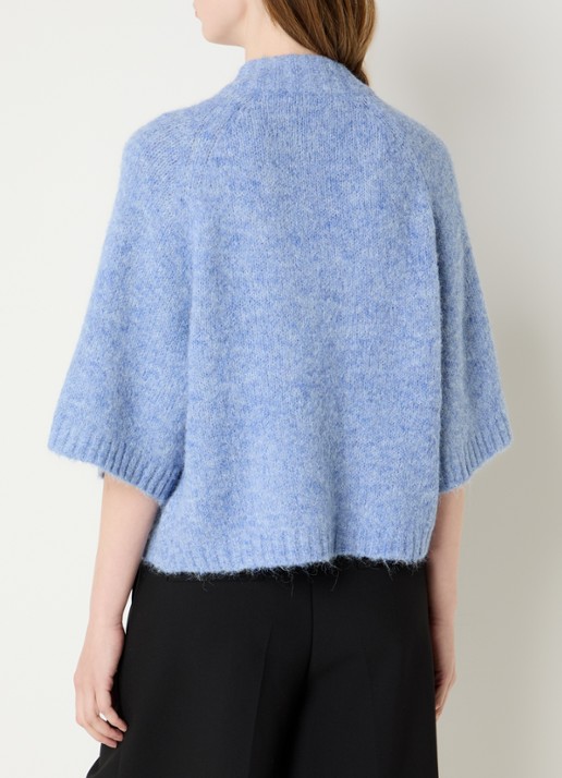 Neo Noir Benuta fijngebreid vest in wolblend - achterkant 4 blauw
