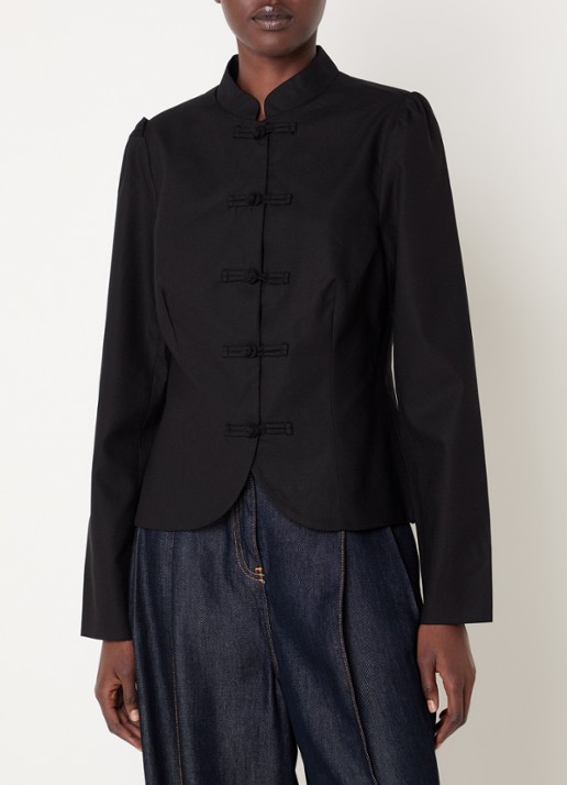 Neo Noir Blazer in linnenblend met pofmouw