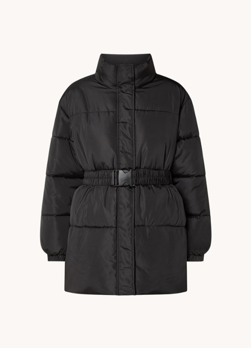 Neo Noir Bobbie puffer jack met ceintuur - voorkant 3 zwart