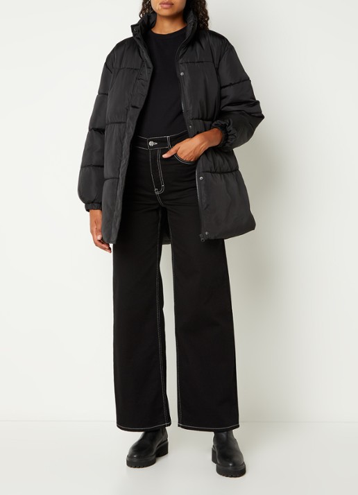 Neo Noir Bobbie puffer jack met ceintuur - voorkant 4 zwart