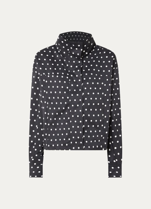 Neo Noir Callisa bomberjack met opstaande kraag en stippenprint - voorkant zwart