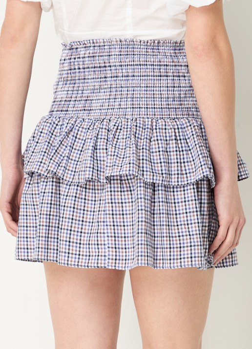 Neo Noir Carin mini plooirok met smockwerk - achterkant 4 donkerblauw