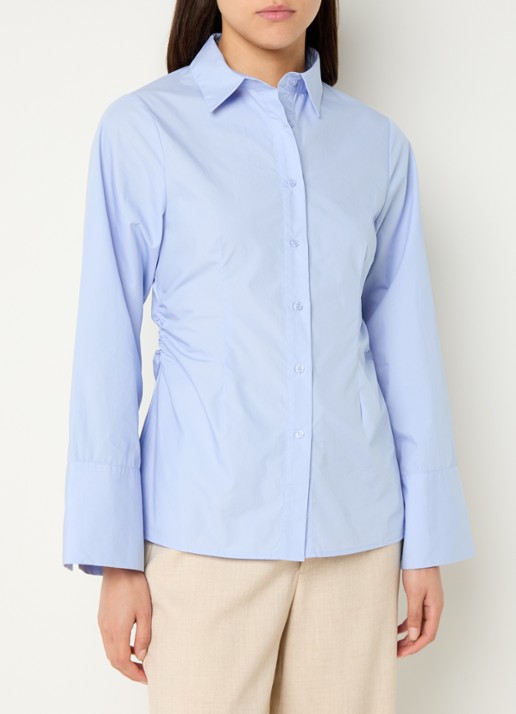 Neo Noir Caroli blouse met plooidetail - detail lichtblauw