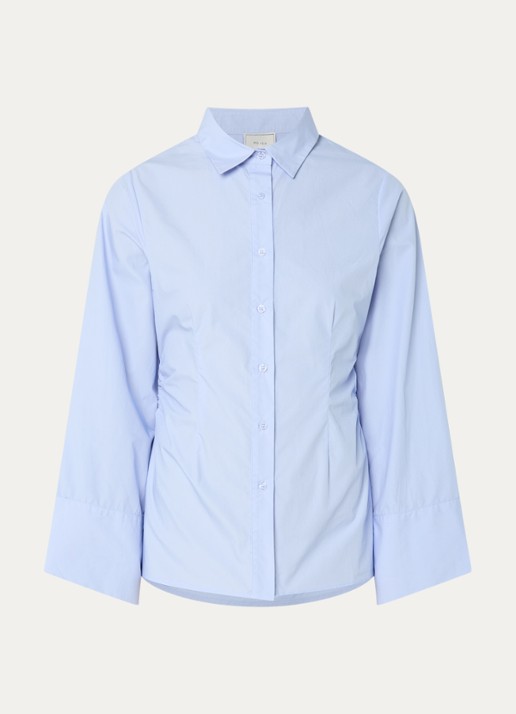 Neo Noir Caroli blouse met plooidetail - voorkant 2 lichtblauw