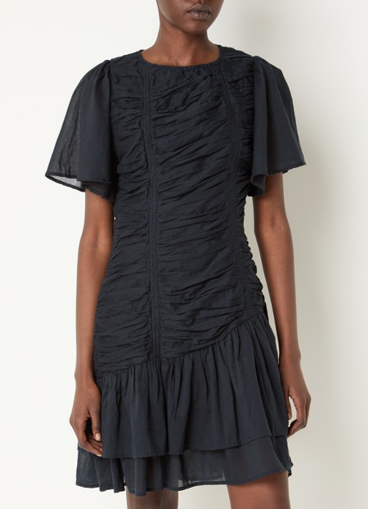 Neo Noir Circle S mini jurk met ruches en vlindermouw