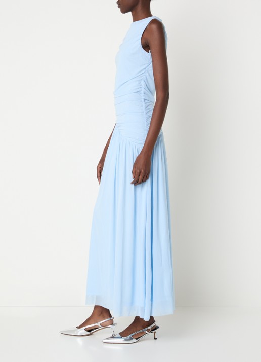 Neo Noir Cludine maxi jurk  - voorkant 3 lichtblauw