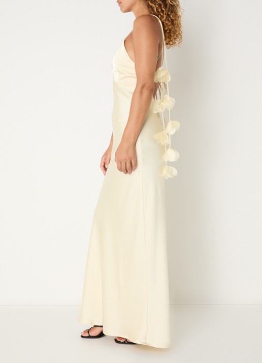 Neo Noir Colly maxi avondjurk met applicatie - achterkant 2 lichtgeel