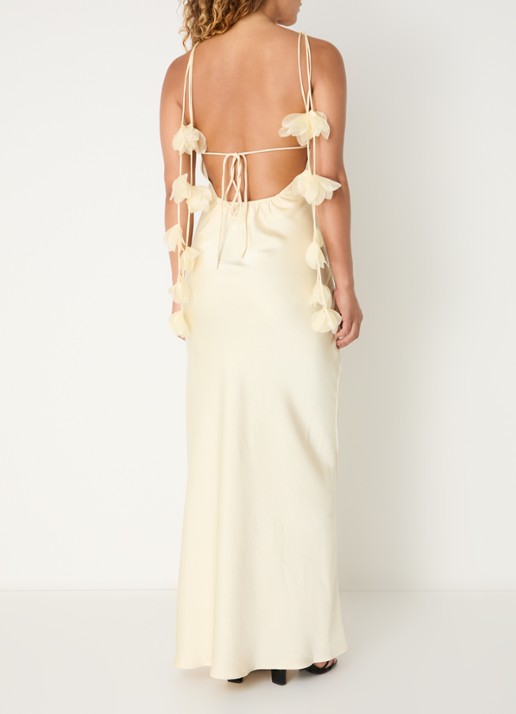 Neo Noir Colly maxi avondjurk met applicatie - voorkant 4 lichtgeel