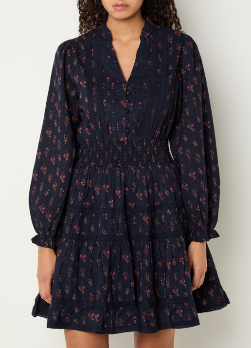 Neo Noir Cornell mini tuniekjurk met bloemenprint en smockwerk