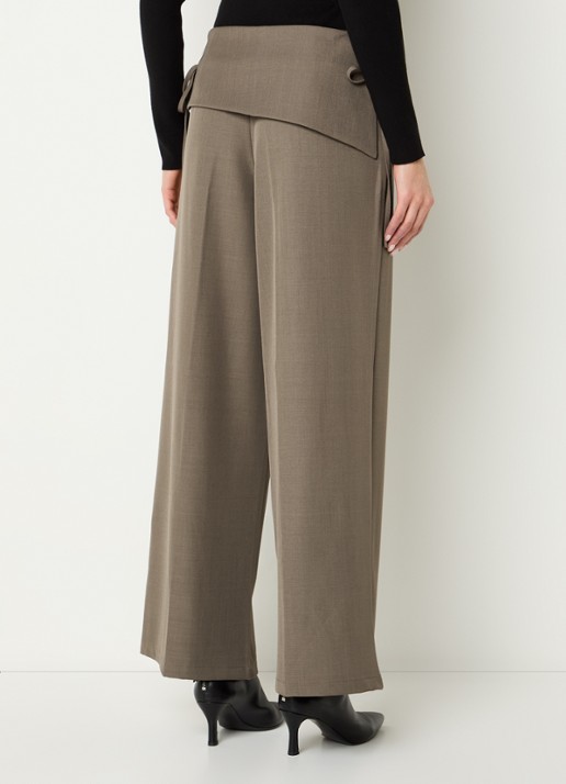 Neo Noir Deani high waist wide fit pantalon  - achterkant taupe