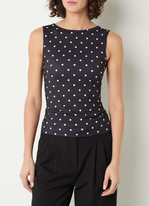 Neo Noir Ditty top met stippenprint