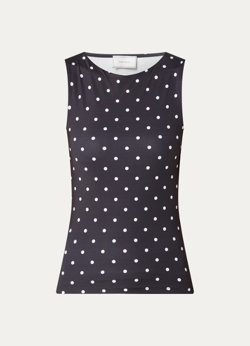 Neo Noir Ditty top met stippenprint - voorkant 2 zwart