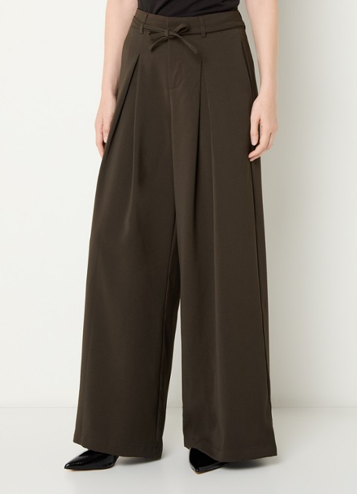 Neo Noir Eddina high waist wide fit pantalon met strikceintuur