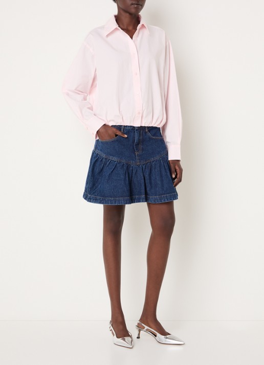 Neo Noir Emmana blouse met pofmouw - voorkant 2 lichtroze
