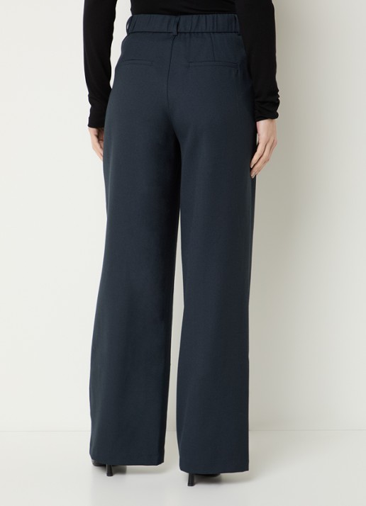 Neo Noir Emmett high waist straight fit pantalon met steekzakken - achterkant donkerblauw