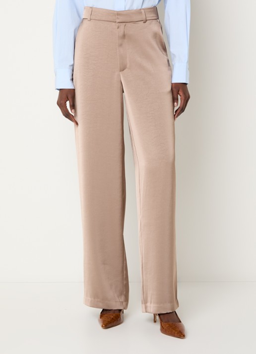 Neo Noir Emmett high waist straight fit pantalon van satijn