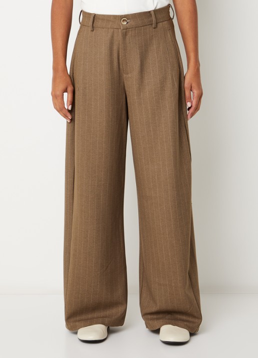 Neo Noir Essial high waist wide fit broek met streepprint