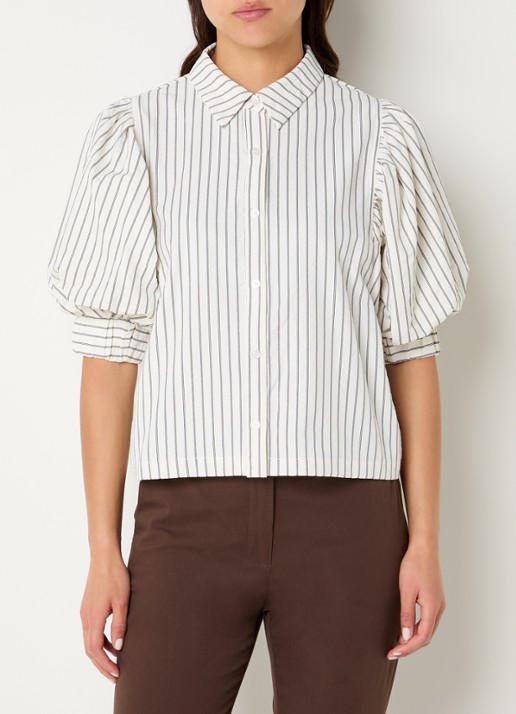 Neo Noir Etta blouse met ballonmouw en streepprint