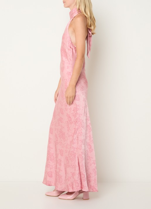 Neo Noir Fiona maxi jurk met print - achterkant lichtroze
