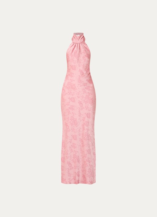Neo Noir Fiona maxi jurk met print - voorkant 3 lichtroze